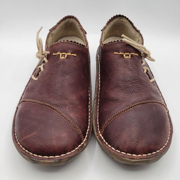 EL NATURALISTA Women's 10 Burgundy Leather Comfort Shoes Unique Quality Spain - Picture 6 of 13